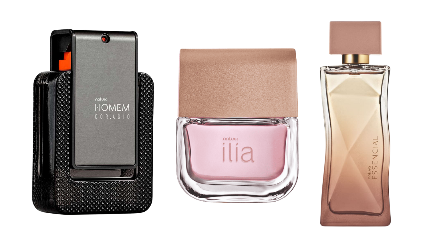 Perfumes da Natura como Homem Cor.Agio, Ilía e Essencial