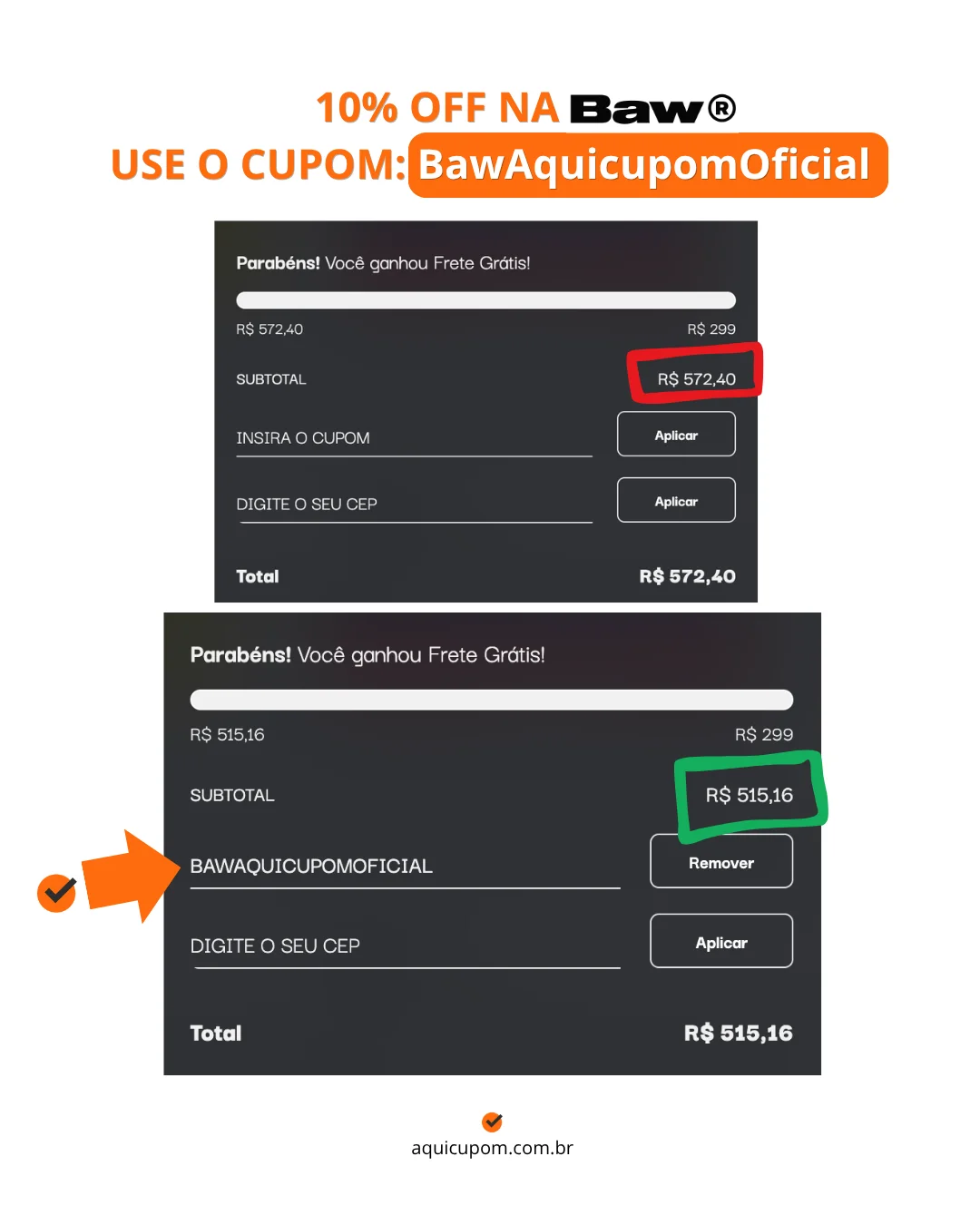 Cupom BAW: BawAquicupomOficial para 10% OFF