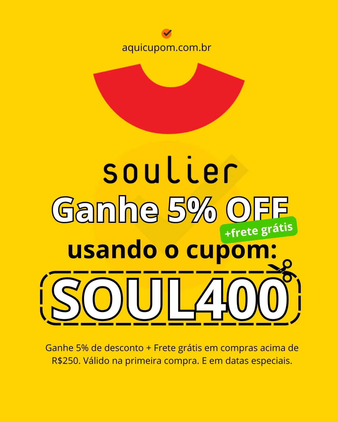 Cupom Soulier: SOUL400 para 5% OFF