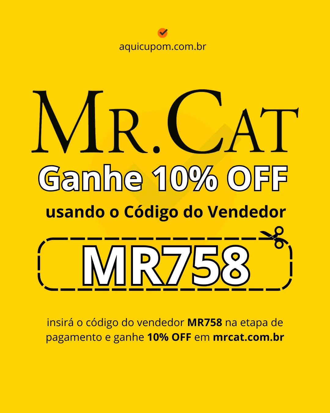 código do vendedor mr cat: MR758 para 10% OFF