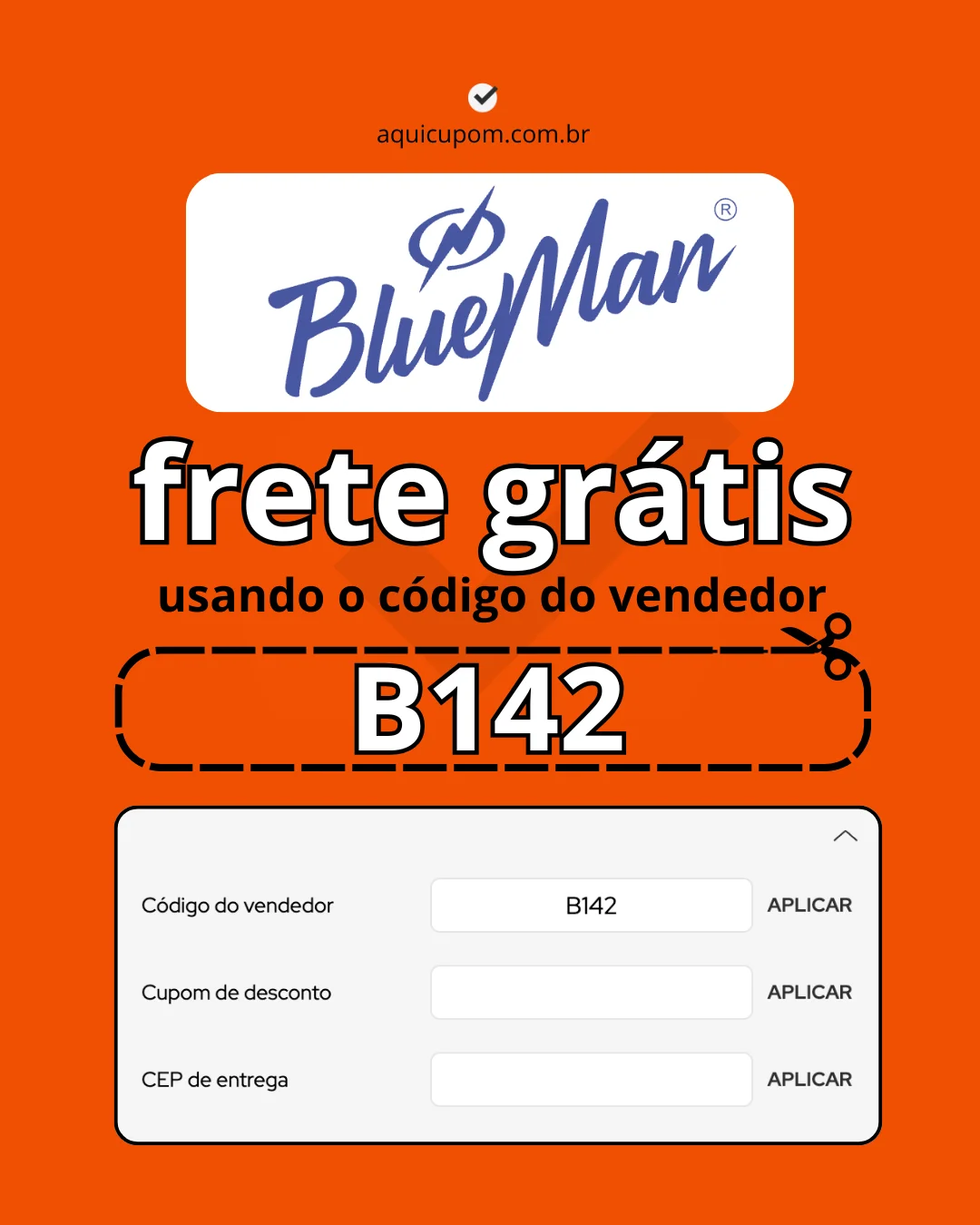Cupom e Frete grátis Blueman, código B142