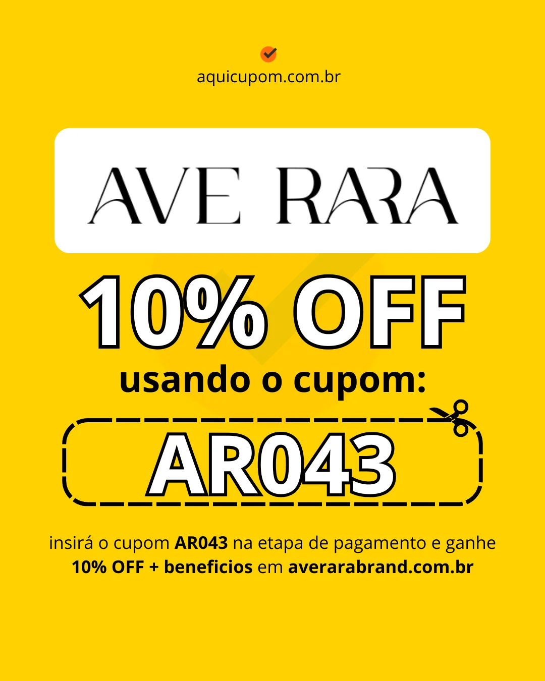 Cupom de desconto AVE RARA Brand