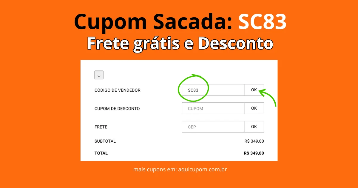 Cupom Sacada ativo