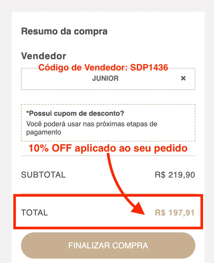 Passo 2 - como ganhar desconto na loja online Sonho dos Pés