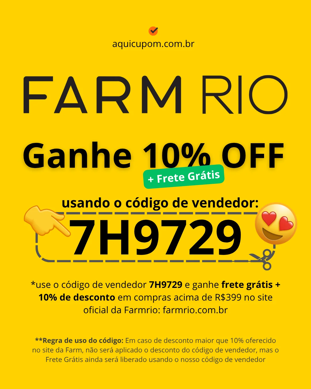 Código de vendedor FARM: 7H9729 para 10% OFF + Frete grátis