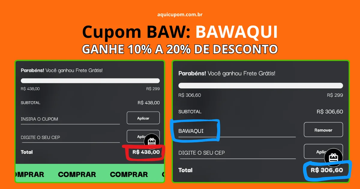 Cupom de desconto Baw Clothing 2026 libera de 10% a 20% off