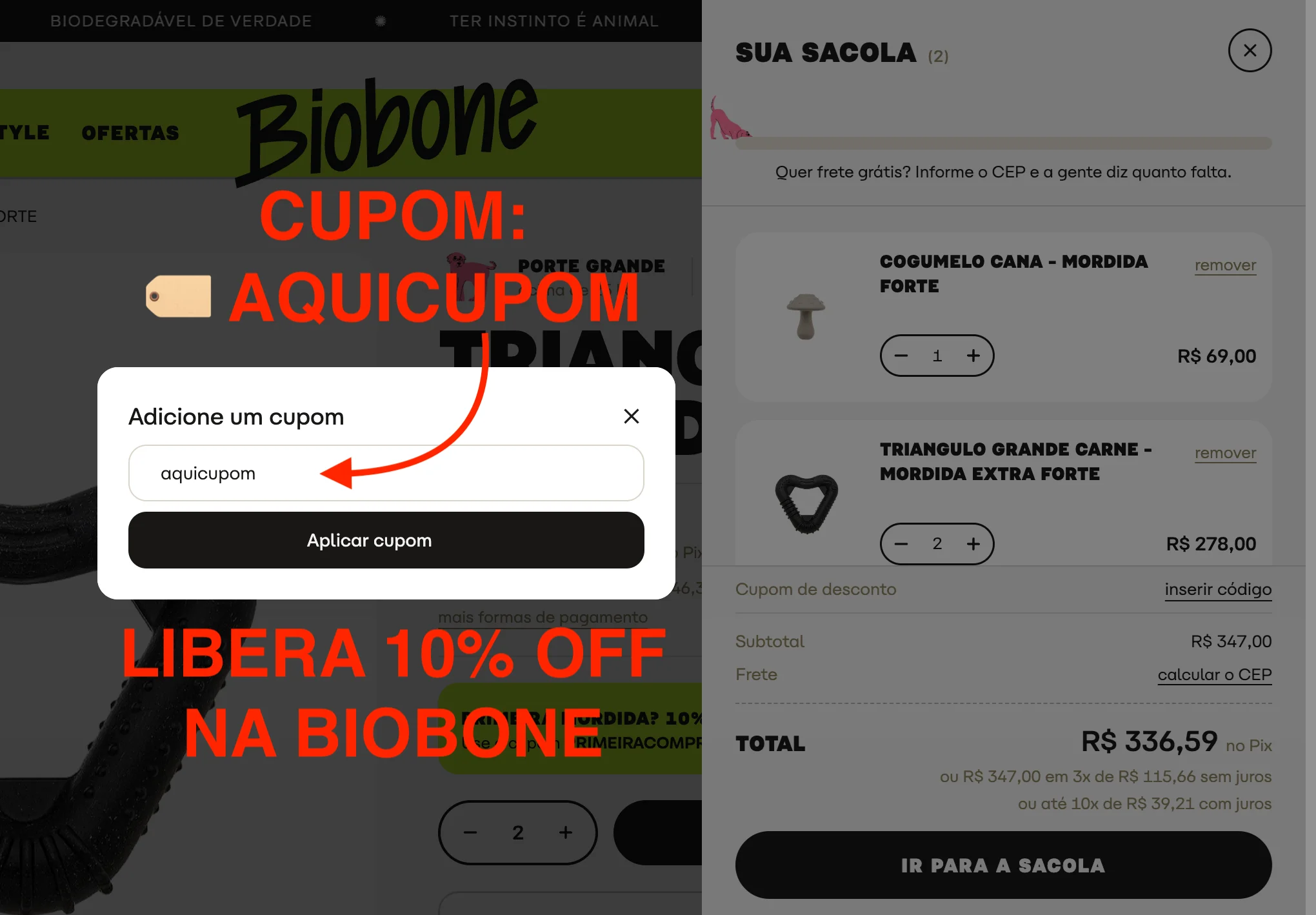 Cupom Biobone de 10% OFF, veja como aplicar o cupom AQUICUPOM e ganhar 10% de desconto