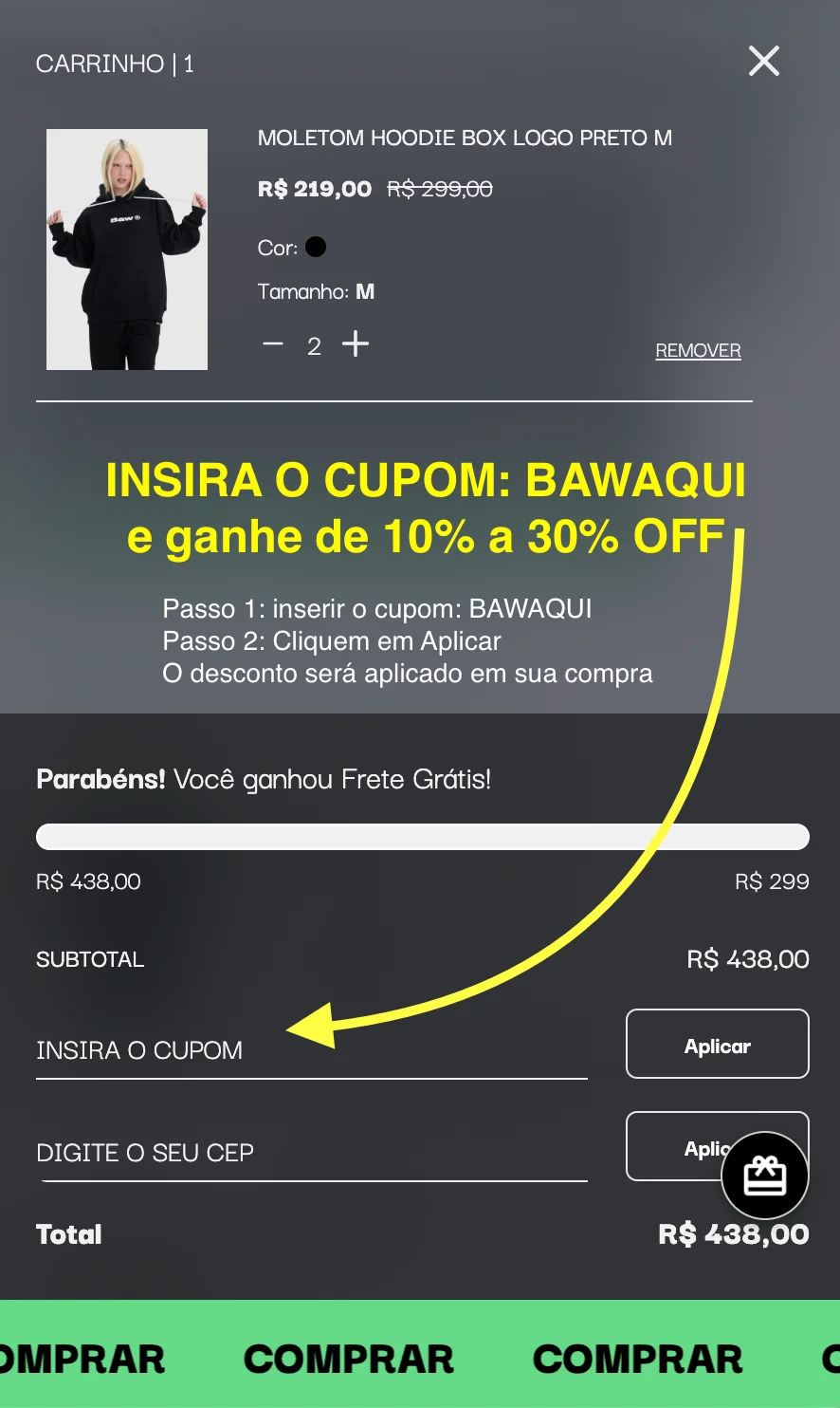 Cupom de desconto BAW código: BAWAQUI para ganhar 10% a 30% de desconto. Valido no site bawclothing.com.br