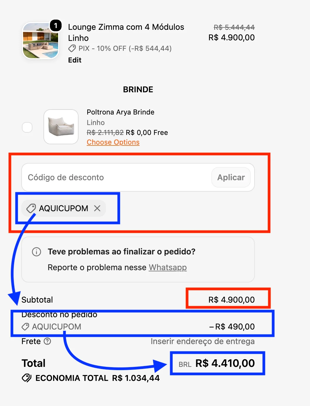 Cupom Sofá na Caxa código AQUICUPOM, desconto liberado de 10%