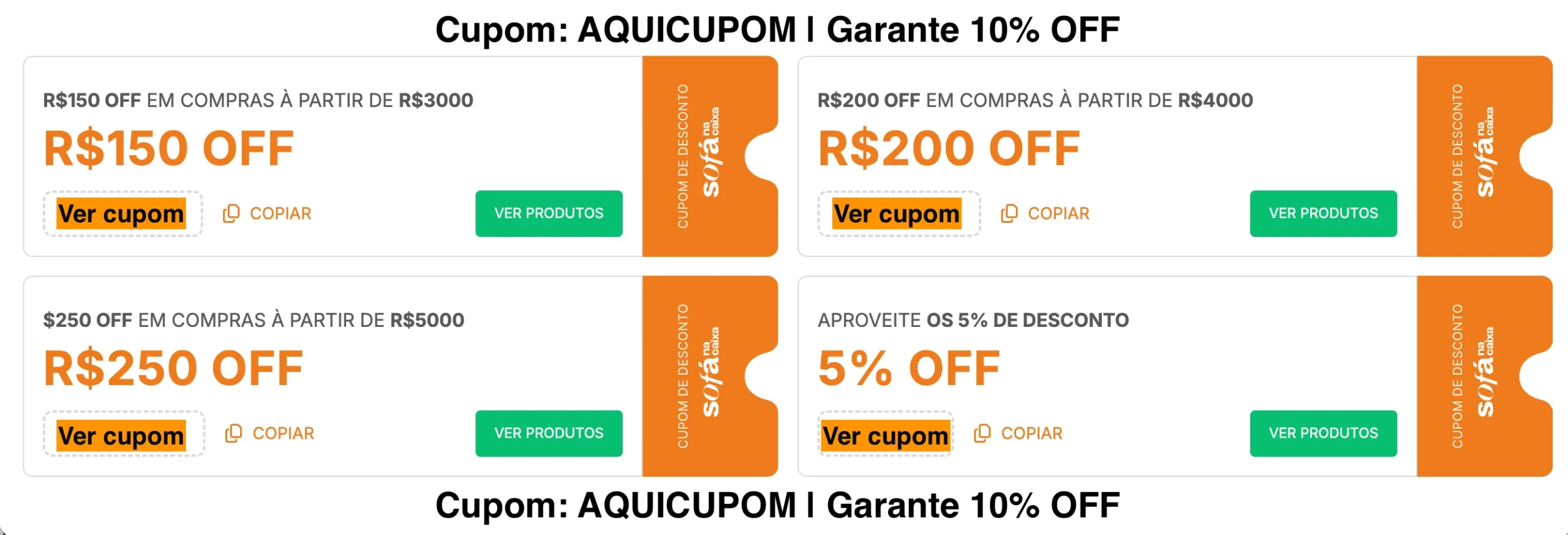 Cupom Sofá na Caixa válido hoje